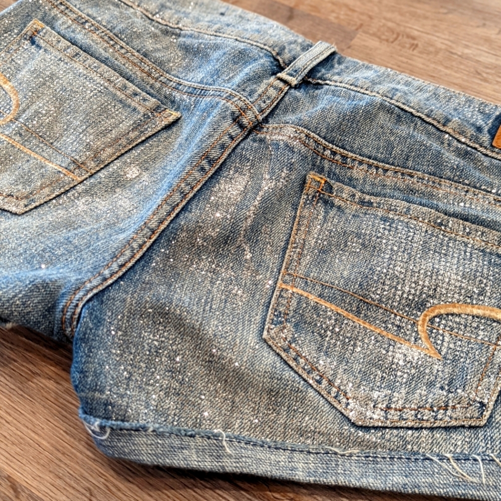 American Eagle Outfitters Light Blue Distressed Denim Jean Shorts